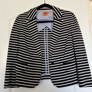 Tory Burch Navy and White Striped Blazer
